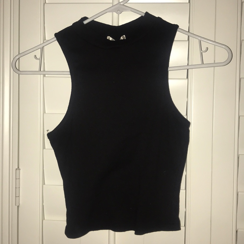 Black Turtleneck tank top crop top